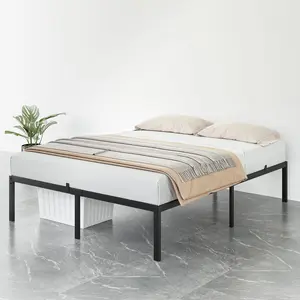 14 Inch Metal Queen Bed Frame,Bed Frame with 6 Non-Slip Mattress Without Headboard,Sturdy Heavy Duty Bed Frame with Reserved Holes for DIY Headboard,Storage Space Under The Bed,Noise Free