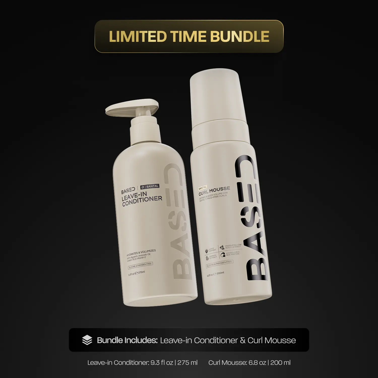 BASED Hydration & Volume Duo | Leave-In Conditioner & Curl Mousse Bundle | Premium, Non-Toxic Ingredients