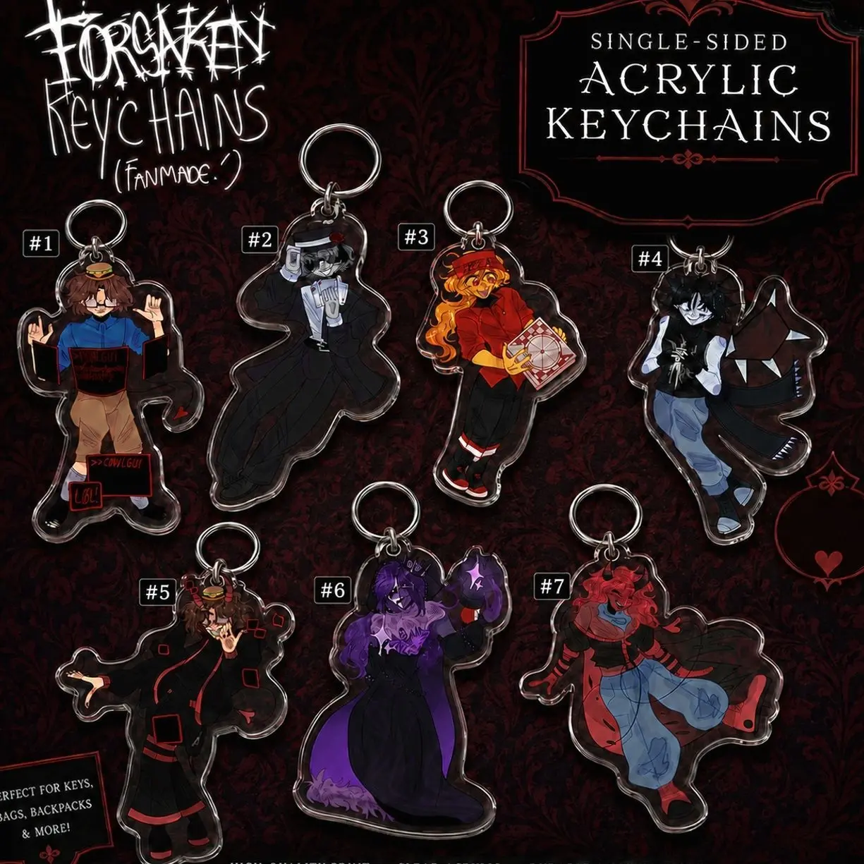FORSAKEN Keychains | 007n7, Chance, Elliot, Two Time, Noli, C00lkidd