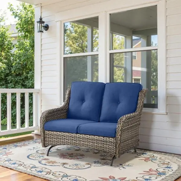 Belord Outdoor Wicker Glider Loveseat – 2-Seater, Smooth Gliding, NTC Series