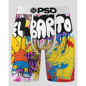 PSD Mens The Simpsons - Bart Casso Boxer Brief - Standard Length 7 Inch Inseam, Soft and Breathable Poly Blend Fabric