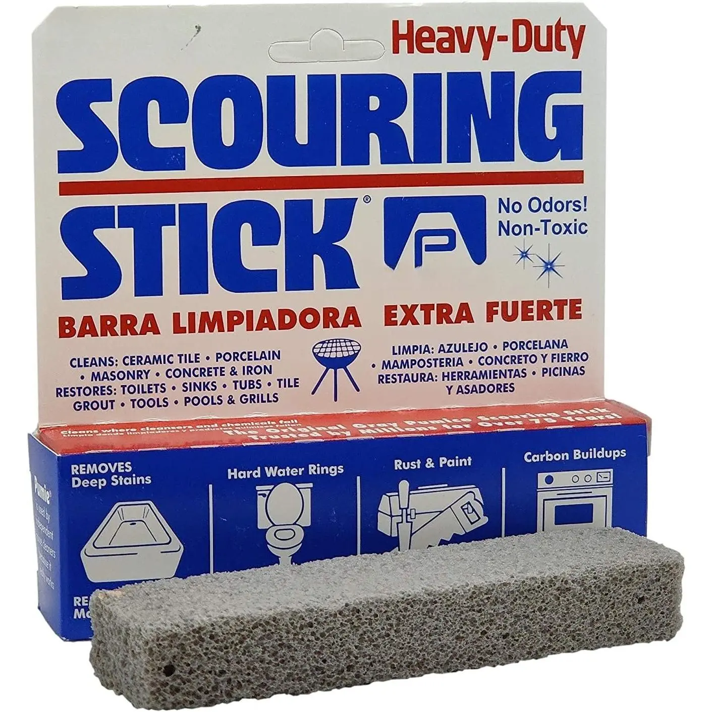 Pumice Scouring Stick, Extra  Heavy Duty Pumice Cleaning Stone for Tough Bathroom, Kitchen Stains, Grill, Scouring Stick for Cleaning Pool, Rust, Toilet Rings & Hard Water Rings -Pack of 1
