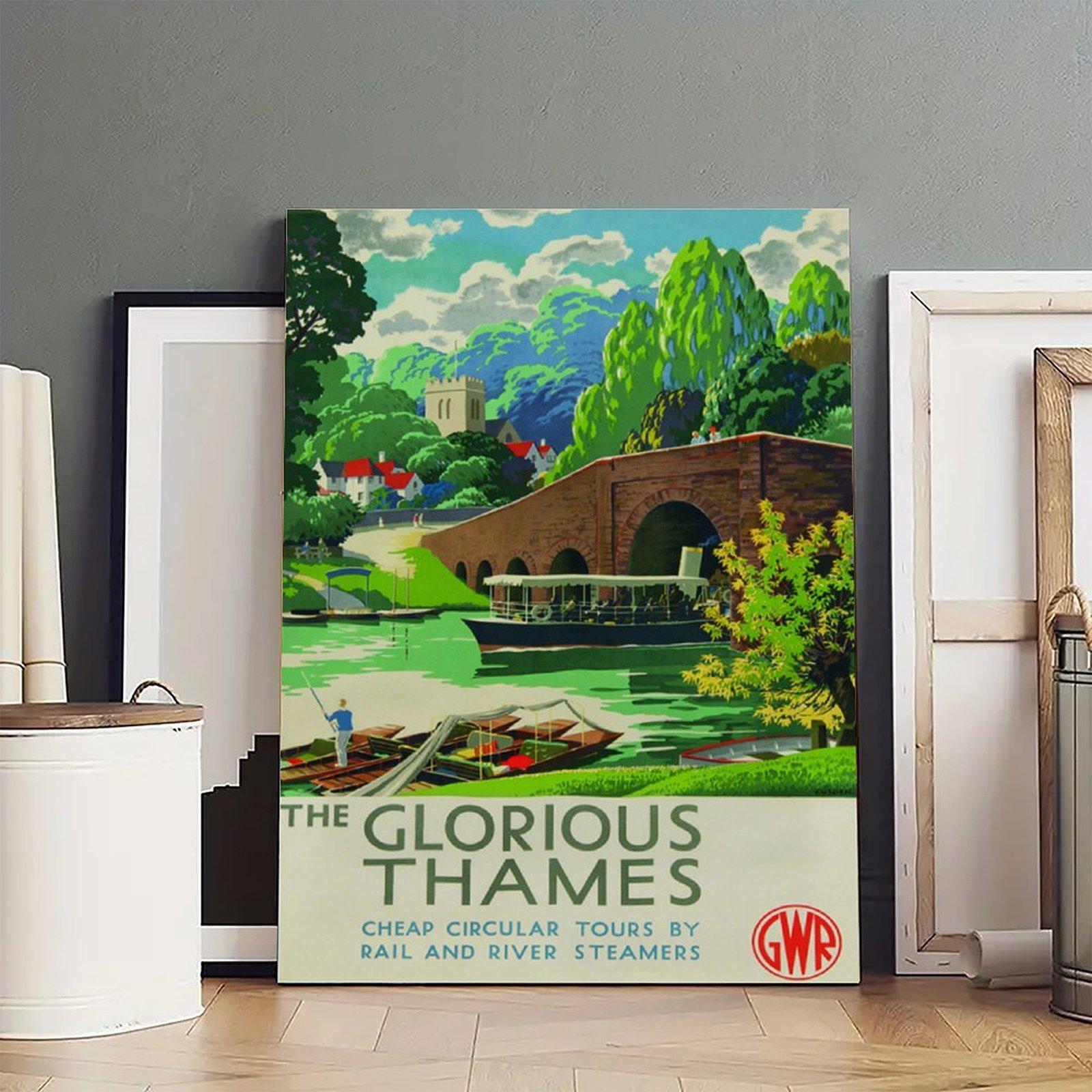 Vintage Railway Poster THE GLORIOUS THAMES Poster Decorative Painting Canvas Wall Art Picture Print Modern Family Bedroom Decor