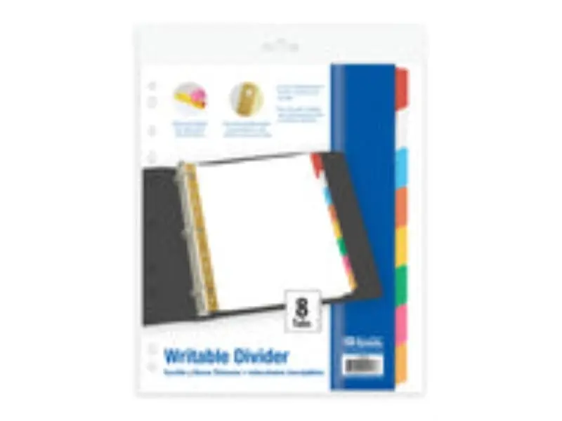 Bazic 2153 Paper Dividers with 8 Writable Color Tabs, White