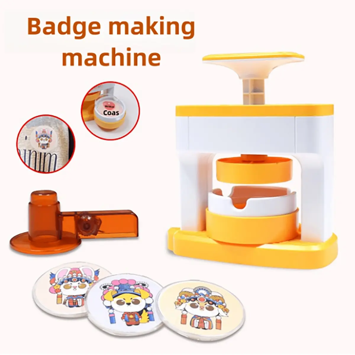 Badge Maker 1 Set DIY Round Button Maker With 48 Patterns And 48 Button Parts Cute Press Pin Maker Machine Gift Crafts Making (Some color patterns are random)
