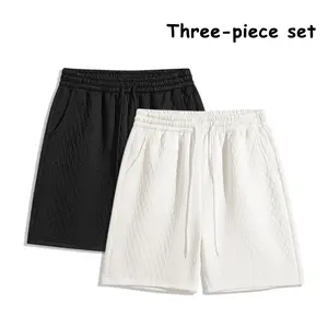 Premium Jacquard Waffle Textured Shorts 2-Pack, Men’s Loose Drawstring Casual Summer Athleisure Wear
