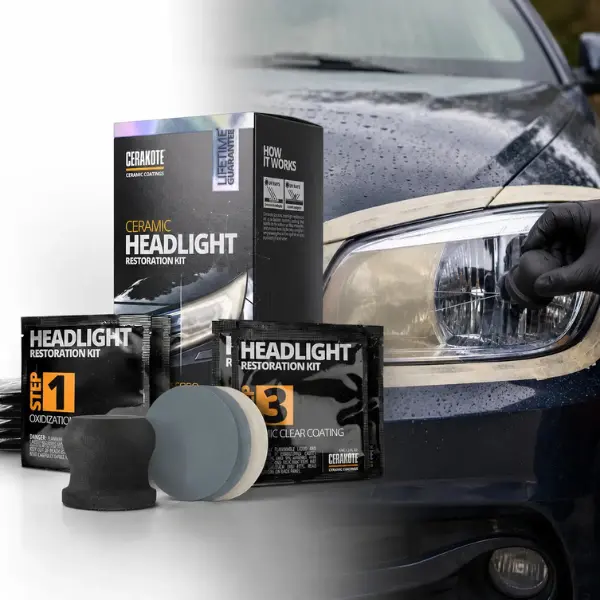 CERAKOTE Headlight Restoration Kit, Guaranteed to Last as Long as You Own Your Vehicle, 3 Easy Steps No Power Tools Required, Professional Ceramic Coating with UV Protection, DIY Headlight Fix. Quick And Easy