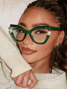 Fashion Square Frame Glasses for Women, Trendy Optical Transparent Lenses, Oversized Cat Eye Clear Eyewear Frame, Stylish and Modern Design