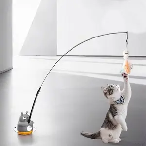 360-Degree Rotating Cat Teaser Stick, Feather Effect Simulation, Dual Mode Fixed & Handheld, Engages Cats, Perfect Entertainment Solution