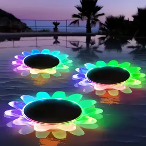 4-Piece Set, Solar-Powered Waterproof Petal Lights Gradient Color Change, Smart Color Shift Petal Shape Design Can Be Stuck in Lawns or Float on Water Ideal for Bathroom Decor Lighting Garden, Lawn Decor, Pool & Pond LED Lights