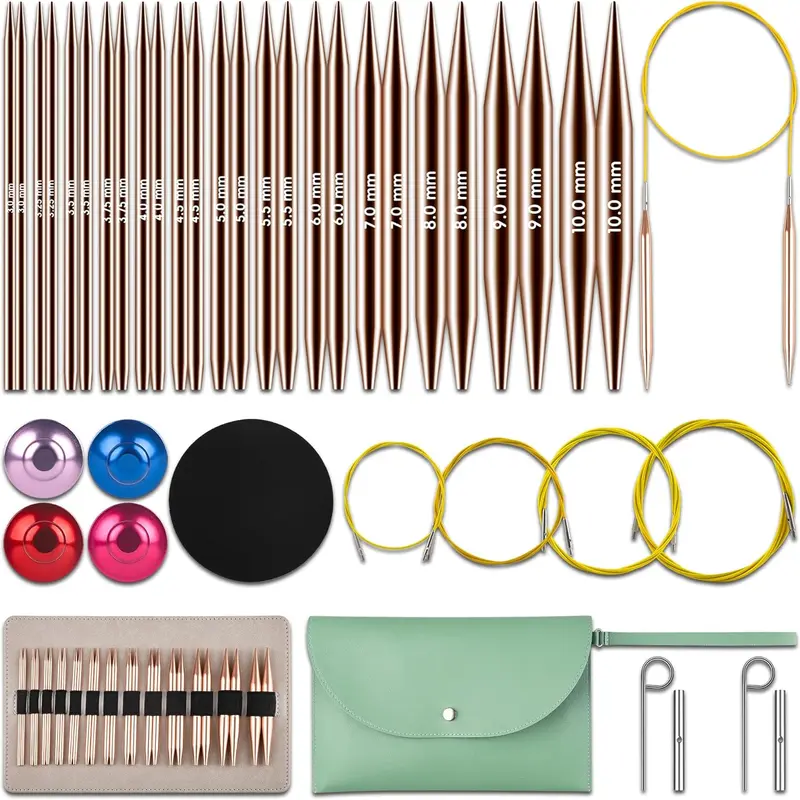 13Pairs Circular Needle Set, Knitting Needles, Knitting Accessories, Interchangeable Circular Knitting Needles Set, Aluminum Needles Accessories, Cross-border Knitting Tool, Detachable Ring Needle