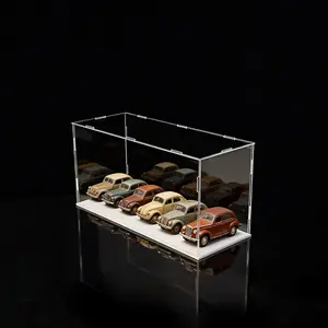 Acrylic Box with Matt  Base, Simple Self-Assembly Clear Acrylic Display Case,  Cube Dustproof Showcase with Lid for Collectibles, Toys and Jewelry