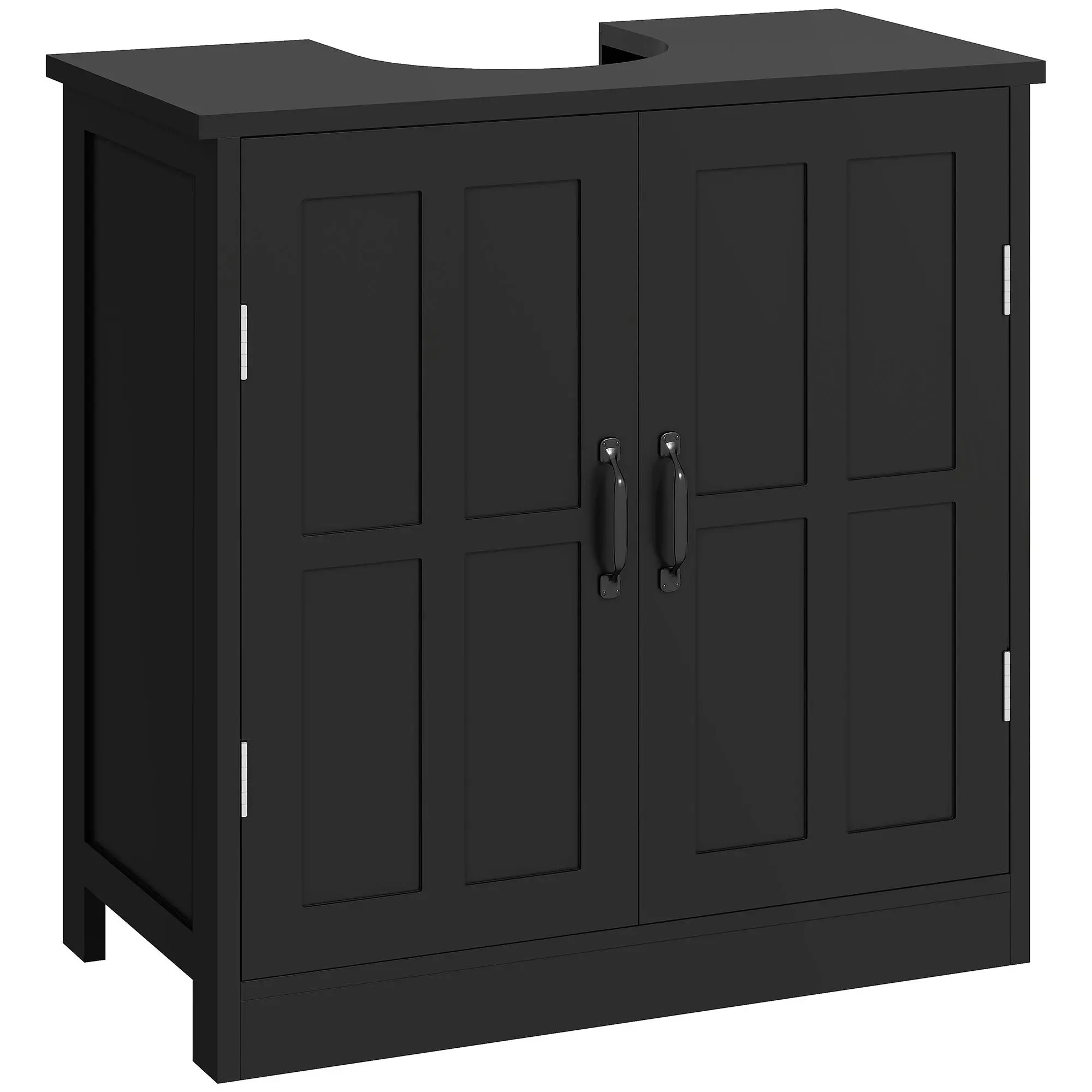 Bathroom Sink Cabinet Water Resistant Black Pedestal Sink Cabinet With Adjustable Shelf U Shape Cutout For Under Sink Storage 23.6x11 8x23.6 Inch 19.8 Lb