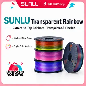 SUNLU Transparent Rainbow PLA 3D Printer Filament - Colorful 1kg (330m) Filament with 8m/Color Smooth Color Change, for Decoration, Gift, Easter Use (Small Business Focus)