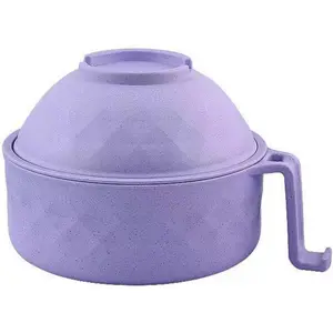 Microwave Ramen Bowl,Microwave Ramen Cooker with Lid,Plastic Mixing Salad Pasta Fruit Rice Cereal Instant Noodles Soup Maker Plate Bowls Set Kitchen College Dorm Room Essentials,Purple