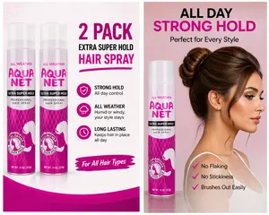 Aqua Net Extra Super Hold Hair Spray 11oz – 2 Pack All Weather Strong Hold