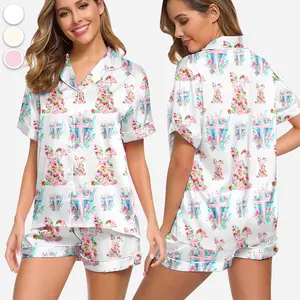 Mother day Pajamas Set, Floral Print Pajama Set, Easter Pajamas, Gift for Her, Gift For Mom