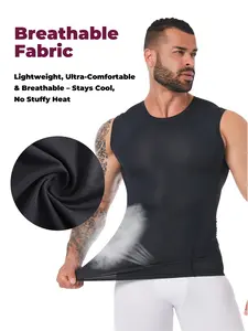 YOWODA Men's Spring Slim-Fitting Compression Tank Top - Compression Shirts, Moisture-Wicking, Quick-Dry, Breathable, Sleeveless Round Neck Sports Top (86% Polyester, 14% Elastane) for Running, Gym
