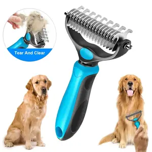 Double-Sided Pet Grooming Brush for Dogs & Cats -Dematting & Deshedding Undercoat Rake for Loose Fur andTangles No More Nasty Shedding or Flying Hair
