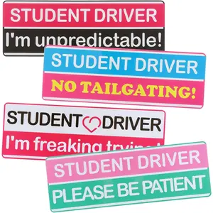 4 count Student Driver Sticker for ,  Driver Sticker Non- Removable Vinyl Decal "I'm Unpredictable,NO Tailgating,Please BE ,I'm Freaking Trying"