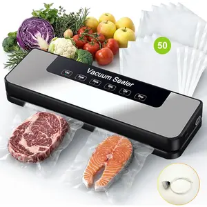 Vacuum Sealer Machine 65KPA Powerful Suction Dry & Moist Food Sealer with 50 Bag