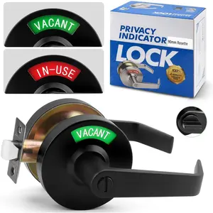 Vacant Occupied Bathroom Door Handle Lock, Lever with Large ,in-Use or Vacancy Indication Occupied Deadbolt,Commercial Door Handle Lock for Public Restrooms(Matte Black)