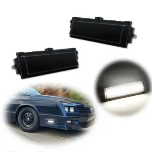 2pcs For 1981 1982 1983 1984 1985 1986 1987 1988 Chevy Monte Carlo SS Smoke Full LED White Front Side Marker lamps Lights,Replace OEM 5972205