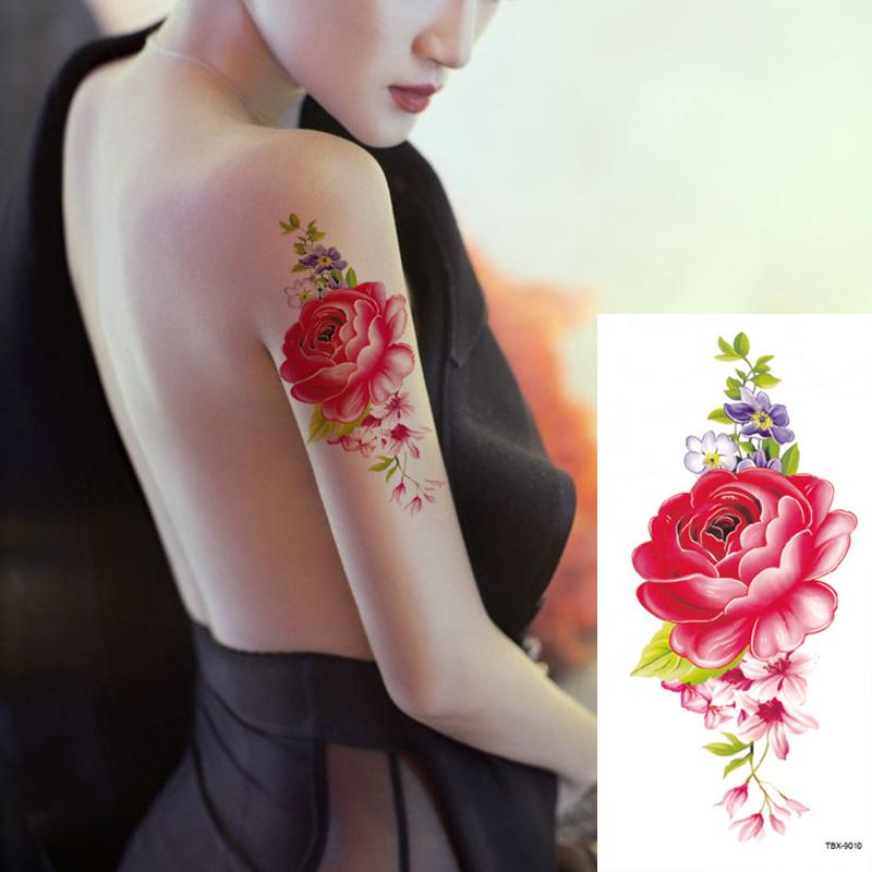 Women's Waterproof Floral Temporary Tattoos - 12-Sheet Multi Pack with 6 Pre-Packaged Stickers, 3 Assorted 3D Effects Designs, Nontoxic Gold Rose & Peony Body Art, 190x90mm, Last 7-10 Days, DIY Projects Accessory for Adults' Arms & Shoulders
