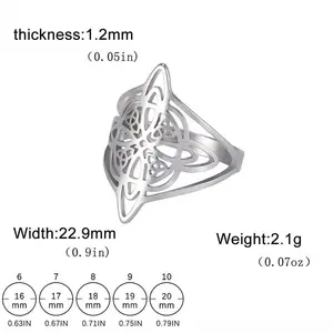 1pc Double layer witch knot ring Celtic knot ring triangle outer frame stainless steel ring men and women daily wear gift