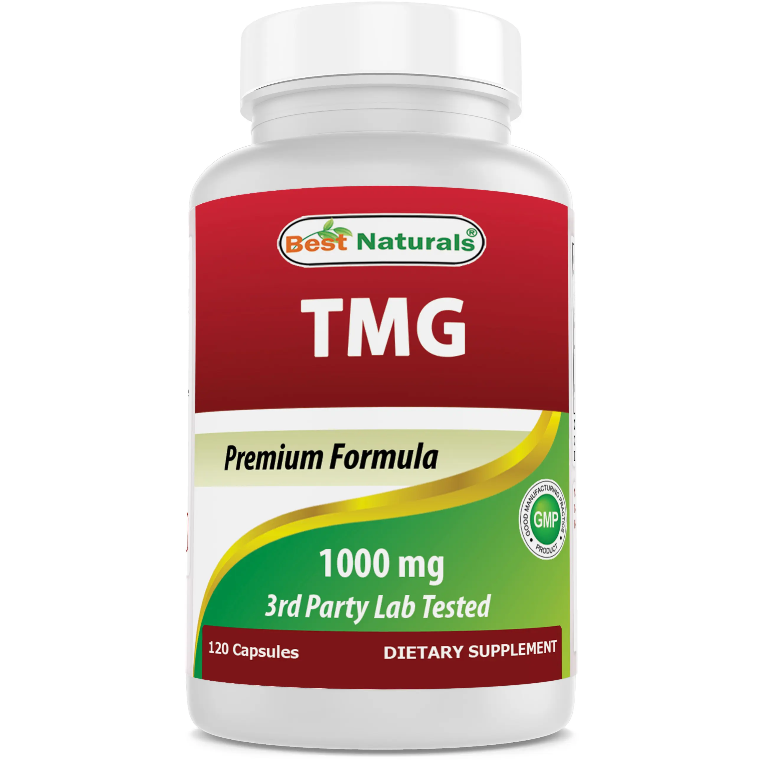 Best Naturals TMG Trimethylglycine (as Betaine Anhydrous) 1000 mg Serving - 120 Capsules - Healthy Homocysteine Levels & Methylation Support (120 Count (Pack of 1))