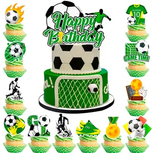 Soccer Cake Topper, 13 pcs Soccer Cake Decorations Set, Soccer Cupcake Toppers and Soccer Ball Cake Topper/Soccer Birthday Cake Topper, Soccer Party Cake Topper for Soccer Birthday Party Decorations