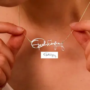 AS171 Personalized Custom Art Signature Name Pendant Stainless Steel Cut Necklace Gift for Men and Women