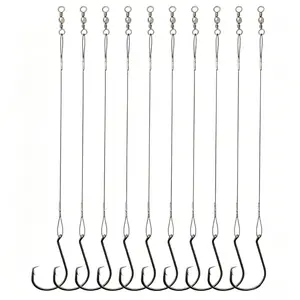 Circle Hooks Rigs Saltwater Steel Leader Wire, 25pcs Heavy Duty Circle Hook with Leader Wire Bass Catfish Fishing Lure Rig