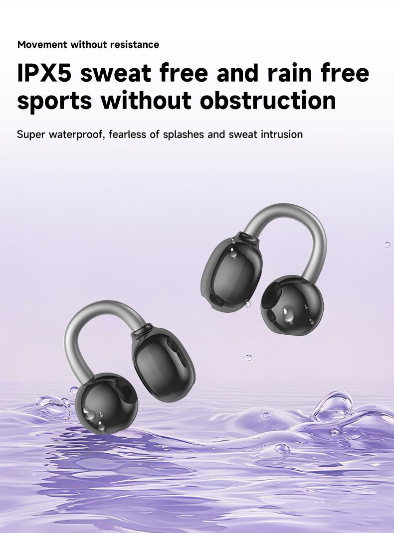 PAXA C08 Clip On Wireless Headphones with 2025 Bluetooth 6.0 for Faster, Stable Connection & Low Power Use, DT6.0 Pulse Directional Tech, 360° ACS Panoramic Sound, IPX5 Waterproof Audio Earbuds for Music & Calls, Comfortable for Sports