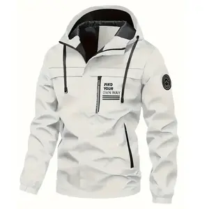 Men’s Heavyweight High-Mountain Jacket — Premium mountaineering coat with hood, removable brim, zippered pockets; suitable for outdoor skiing, hiking, and snowboarding; machine washable; durable, high-quality white jacket; waterproof and windproof.