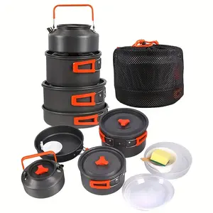 Ultimate Camping Cookware Set - Portable Aluminum Alloy Tableware With Nonstick Kettle, Pot, Pan & Bowl - Ideal For Outdoor Adventures Camping Cooking Equipment Camping Stove Portable