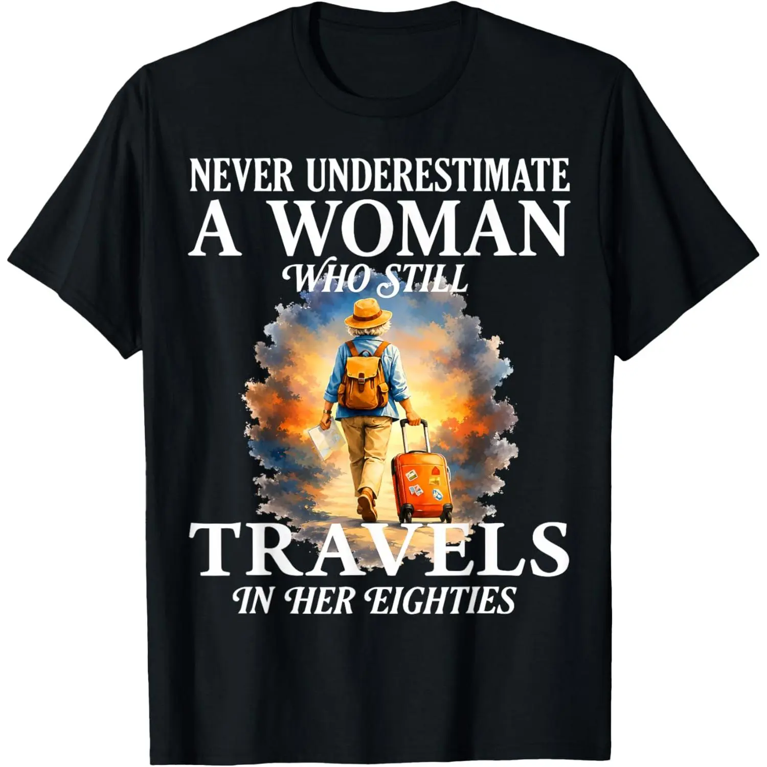 Women's 'Never Underestimate' Graphic T-Shirt, Funny Short Sleeve Casual Cotton Streetwear Top for Everyday Wear, Shortsleeve, Round Neck