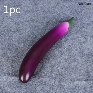 2026 New 1/3Pcs High Simulation Fake Eggplant Model, bouncy texture and not easy to deform. Realistic vivid vegetable model serves as fine photography props, perfect for home kitchen decor, Halloween and harvest party decorations.