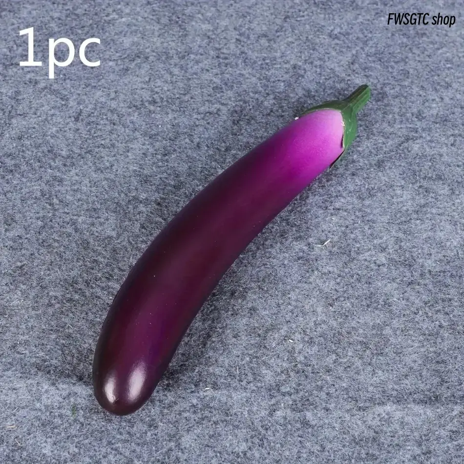 2026 New 1/3Pcs High Simulation Fake Eggplant Model, bouncy texture and not easy to deform. Realistic vivid vegetable model serves as fine photography props, perfect for home kitchen decor, Halloween and harvest party decorations.