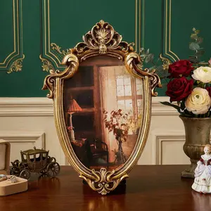 European Classical Lace Edge Irregular Decorative Picture Frame, Bathroom Wall Art & Desktop Display, Home Decoration, Durable Frame