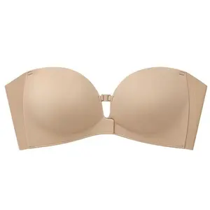 LUCKMEEY Womens Strapless Front Closure Bra Push Up Lift Bra Padded Add Cup Non Slip Anti-Slip Grip Wireless Supportive  Seamless Comfortable Tube Jelly Bra A B C Cup#TikTokShopDealsforYouDays