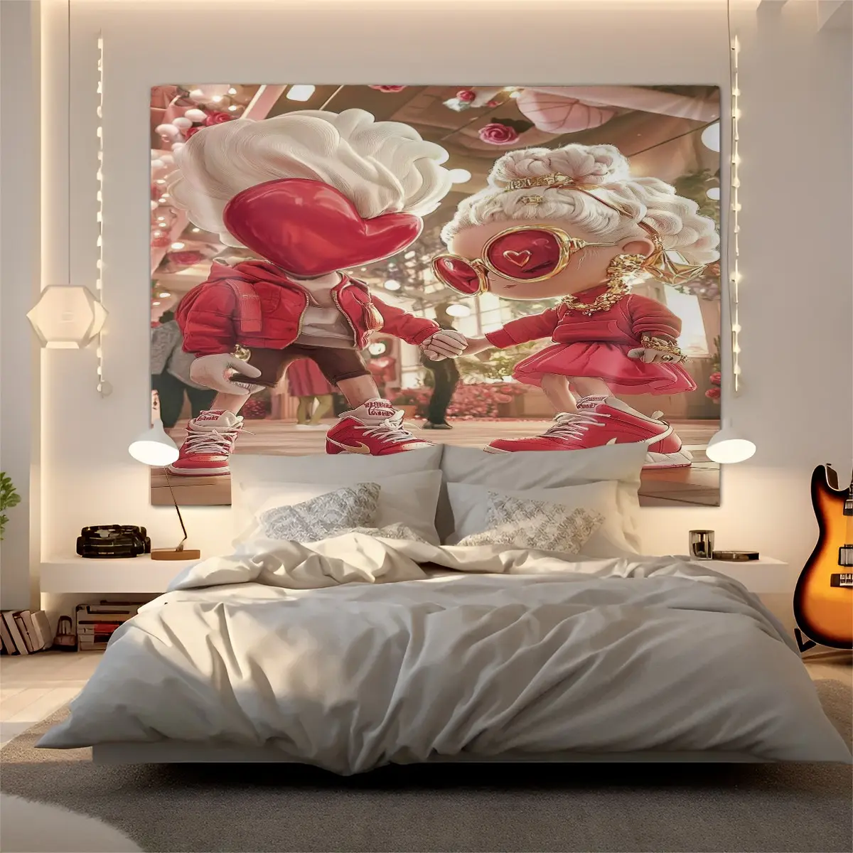 Home Decoration With Red Hearts And Tapestries, Fashionable Room Flags, Unique Wall Art In The Living Room And Bedroom, Suitable As Birthday And Valentine's Day Gifts