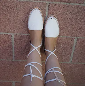 Lace Up Huaraches White