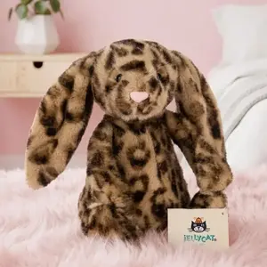 Jellycat Cobblehop Leopard Bunny Plush, Cute Stuffed Animal Doll, Gift for Her, Soft Collectible Bunny with Dust Bag, NWT