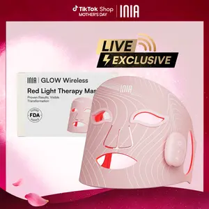 【LIVE EXCLUSIVE】INIA GLOW Wireless LED Face Mask, 2-Year Warranty, Portable and Rechargeable for LED Facial Mask Skincare at Home and Travel, The Ultimate Gift Choice for this Season