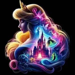 5D DIY Full Drill Round Diamond Painting - Diamond Art Kit Castle, Princess, Hair Mosaic, Canvas - DIY Decorative Painting, Home Wall Decor, Suitable for Halloween and Christmas, Birthday and Anniversary Gifts, Handicraft