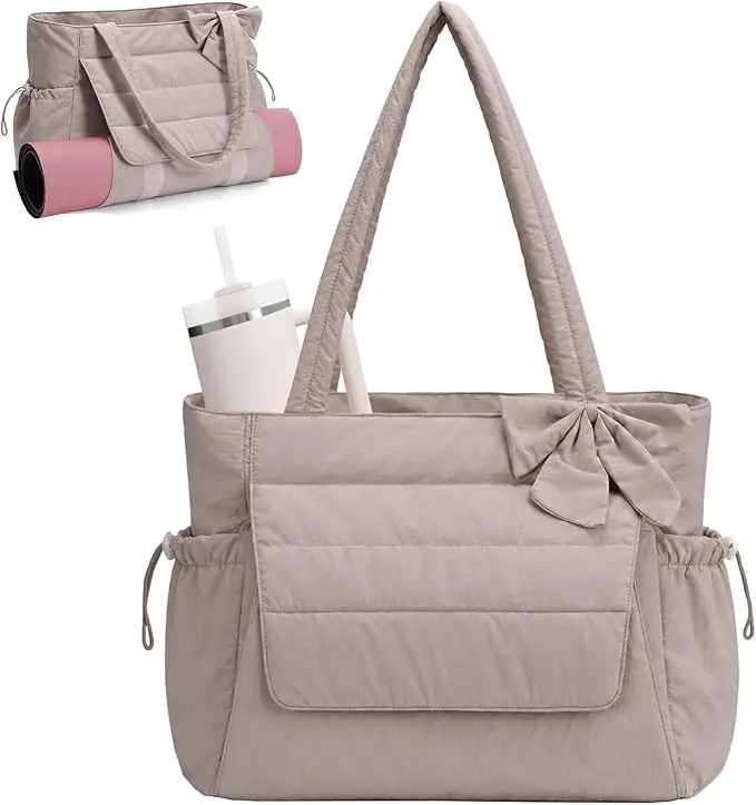 Bow Tote Bag for Work Fits 40oz Tumbler, Yoga Bag with Wet Pocket & Yoga Mat Pocket