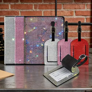 Sparkling Diamond Luggage Tag Passport Holder, Personalized Leatherette Glitter Passport Cover, Fashion Travel Passport Case, Lightweight Gift