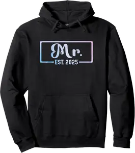 Mr. Est. 2025 Just Married Wedding Couples Mr & Mrs groom Pullover Hoodie - Emilyschwe Shop 93B0DJ7SGLS7