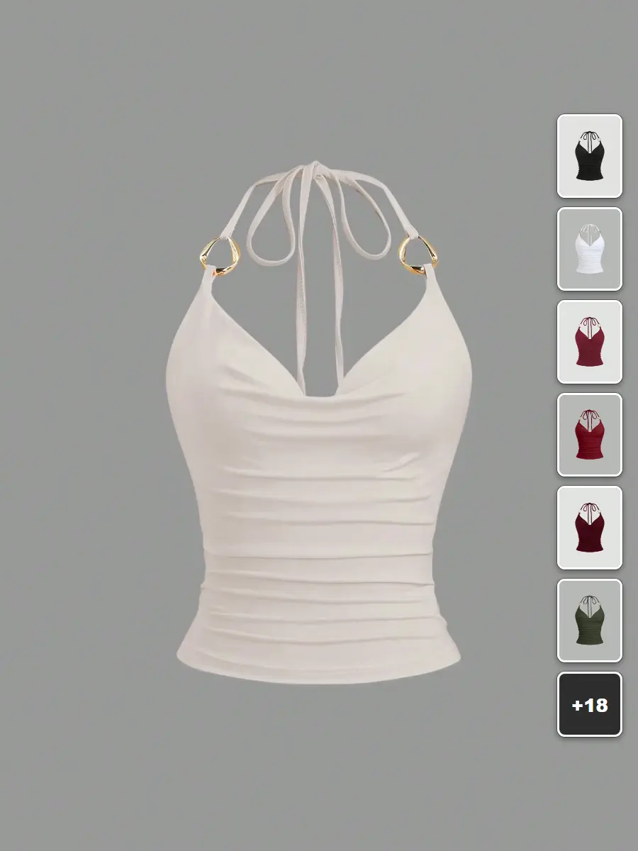 PSX Halter Tank Top Y2K Metal Ring Tie Strap Going Out Summer Outfit